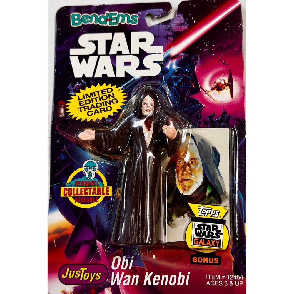 Star Wars Obi Wan Kenobi Bendable Collectible Figure‎ w/Bonus Trading Card 1993